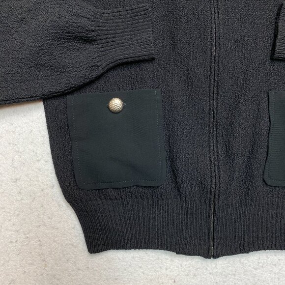 St John Jacket Womens PS Black Caviar Knit Bomber Patch Pockets Retail $890 - Picture 4 of 13